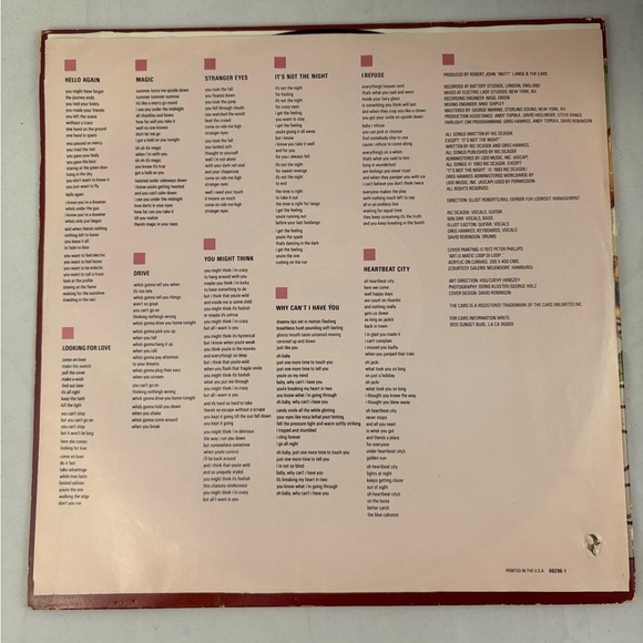 The Cars Heartbeat City 1984 Vinyl Record LP Elektra 60296-1 - Picture 10 of 13